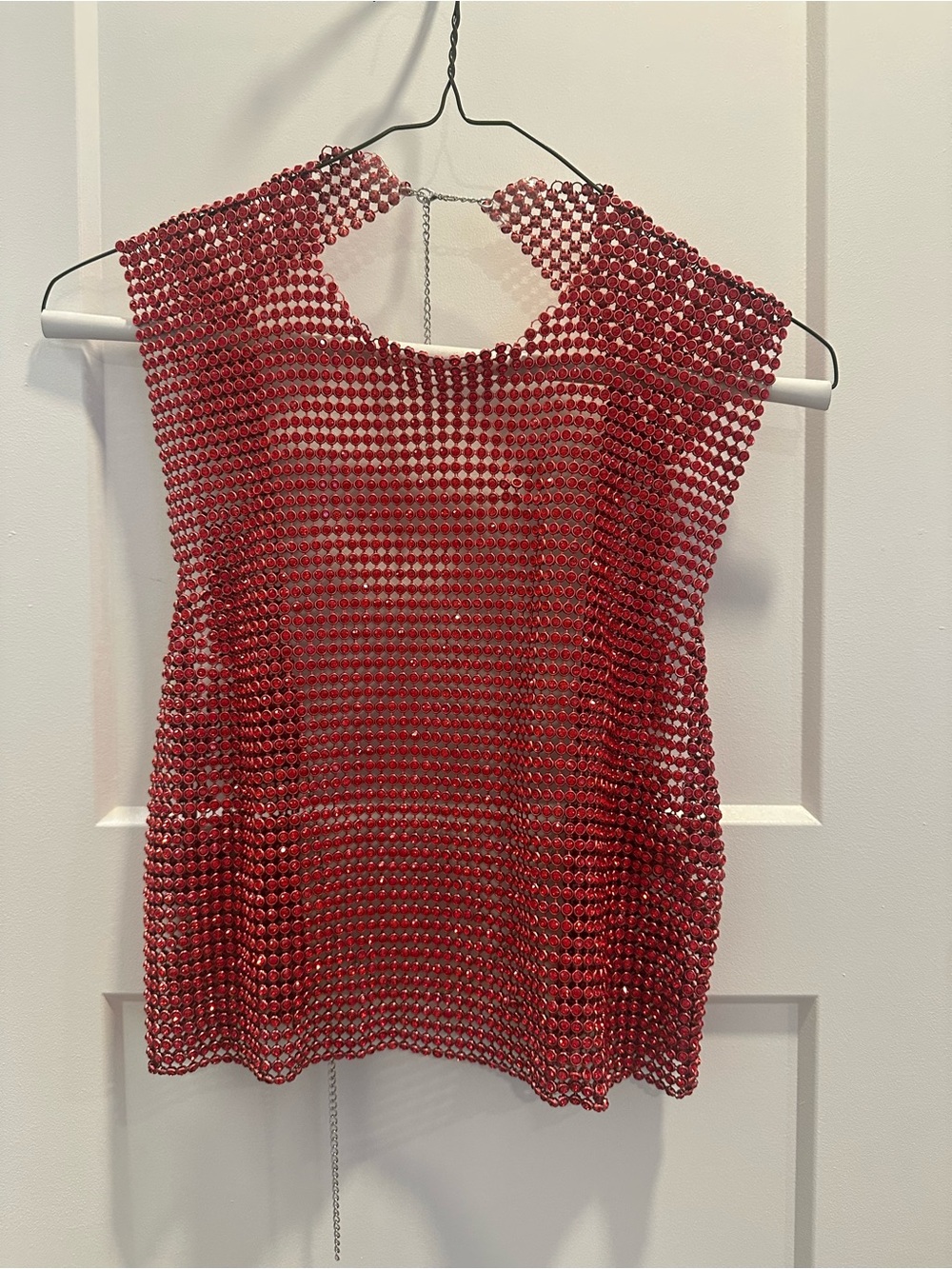 12th Tribe Red Rhinestone Crop Tank Top - Picture 7 of 7